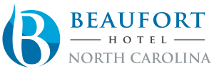 logo of Beaufort hotel blue B in circle with words Beaufort at top, hotel under, and north carolina at bottom